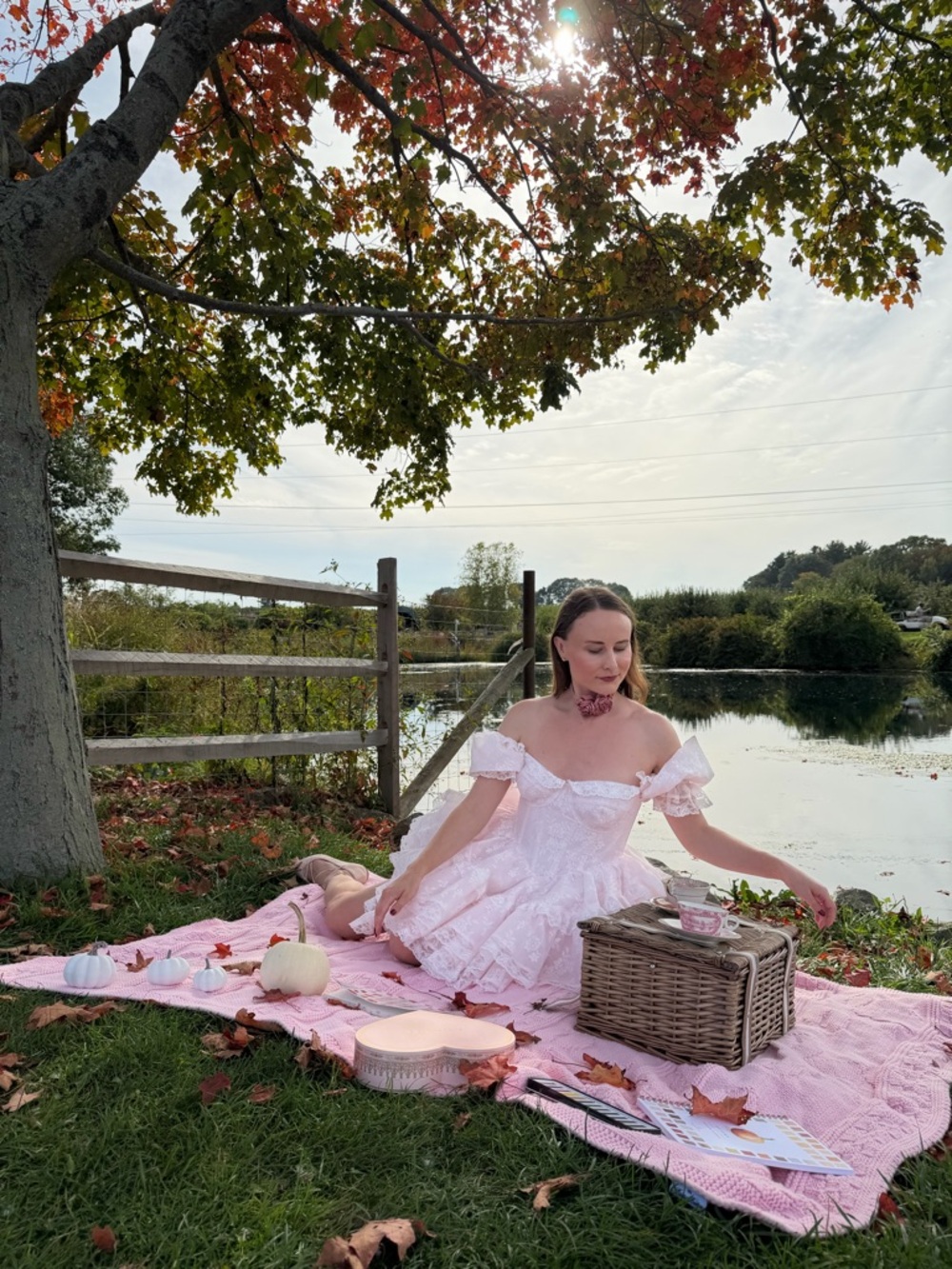 Selkie Light Pink Off-Shoulder Lace Mini Dress